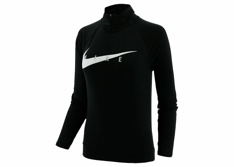 Pre-owned Nike Women's Swoosh Run Long Sleeve T-shirt In Black/white